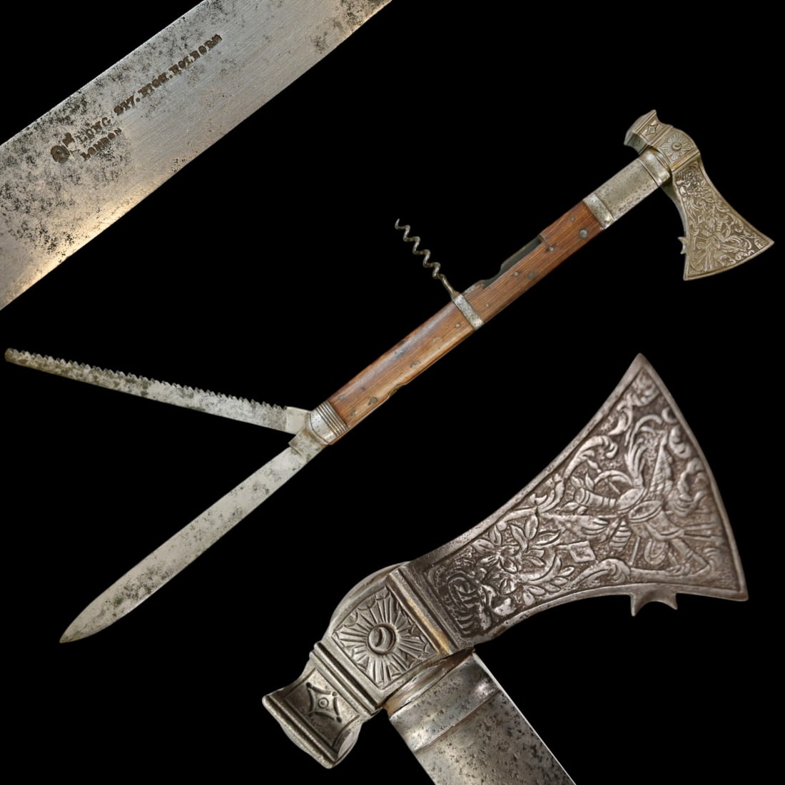 A Rare English Victorian Multi-Tool Axe by Richard Long, London, 217 High Holborn, mid-19th C. (1 of 11)