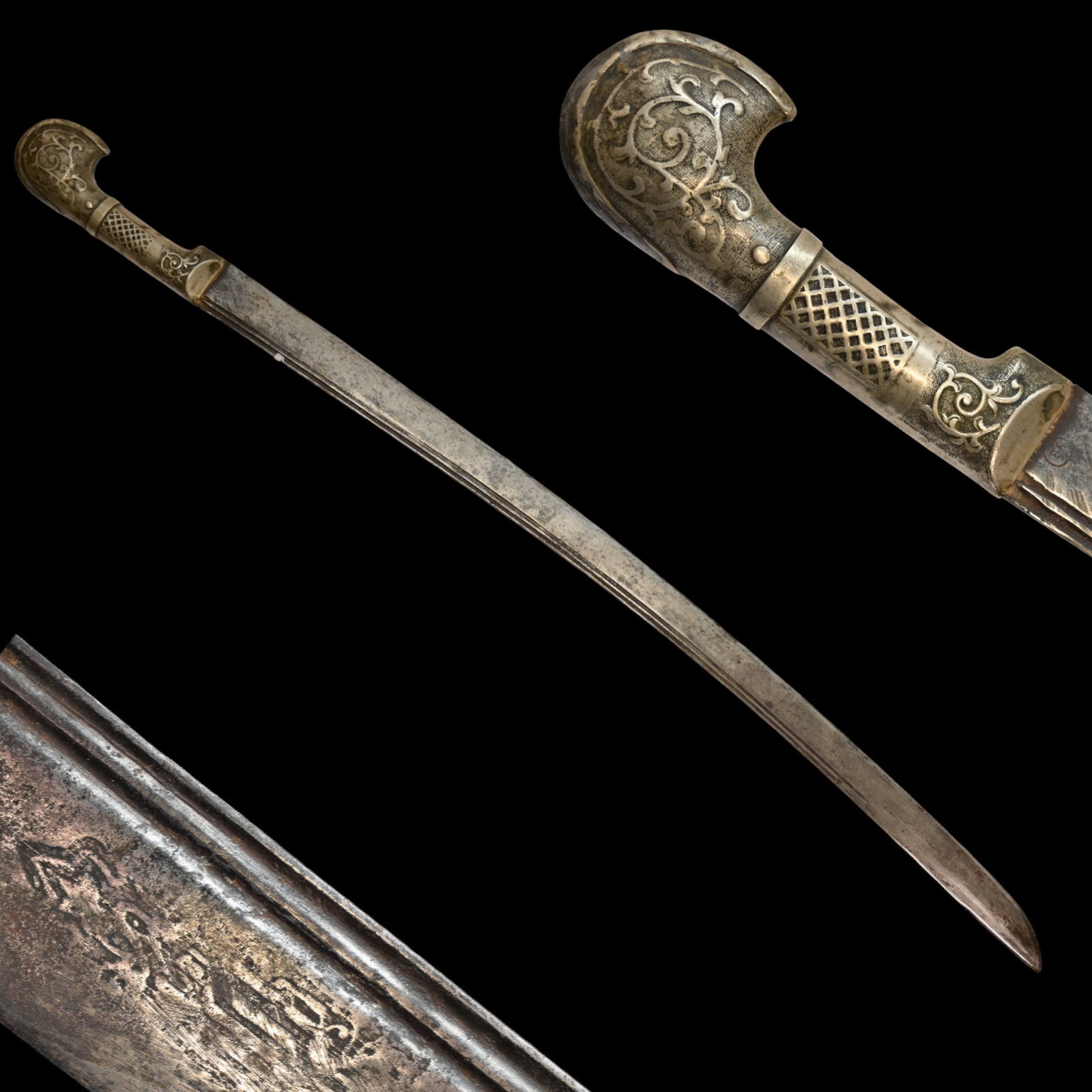 Shashka Officer "KKV" Kuban Cossack army, Russian Empire, early 20th century.: Shashka Officer "KKV" Kuban Cossack army, Russian Empire, early 20th century. Steel blade with a slight bend, two fullers on each side. Worn mark "ZOF" Zlatoust Arms Factory, on one side of the blade.