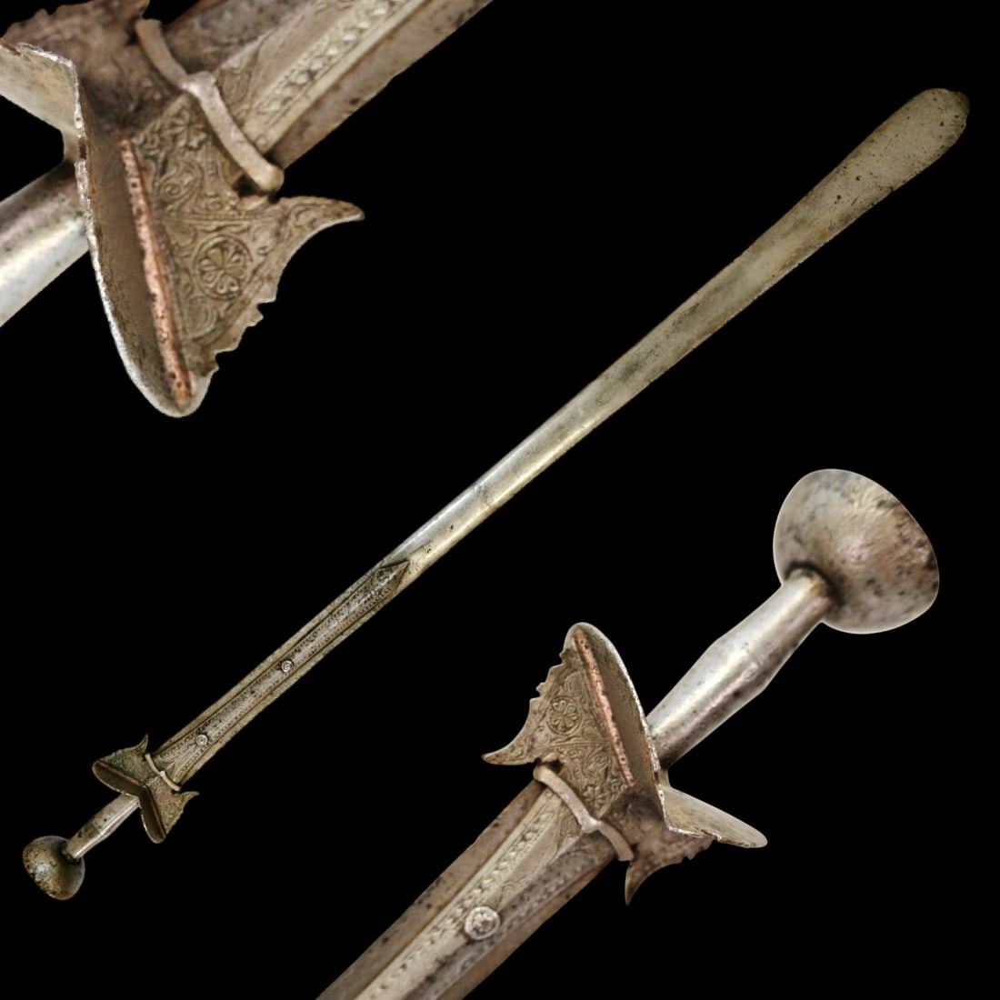 A Rare South Indian Pattisa Sword with Engraved Steel Hilt, 17th - 18th Century. (1 of 4)
