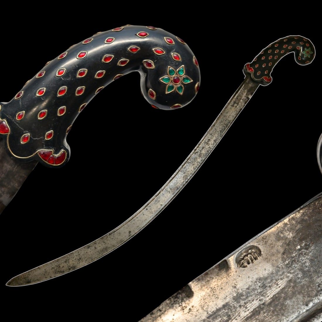 A Indian Saber with a Kundan-Inlaid Jade Hilt, North India, 18th/19th Century. (1 of 5)