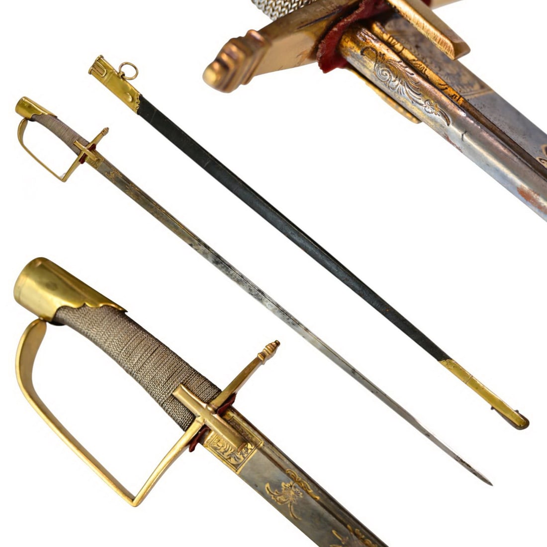 Antique Marechaussee Troop Broadsword, Gilded and Blued, First Empire, France, circa 1805-1815.: Antique Marechaussee Troop Broadsword, Gilded and Blued, First Empire, France, circa 1805-1815. A fine and elegant French Marechaussee Troop Broadsword from the First Empire period. The straight, sing