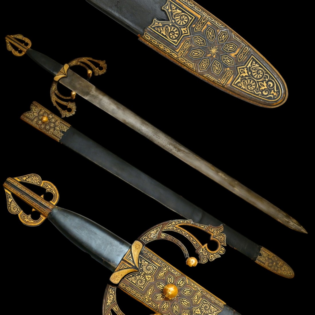 A Fine and Ornate 19th-Century Toledo Gold and Silver Inlaid Replica of the Legendary "Tizona" Sword (1 of 7)