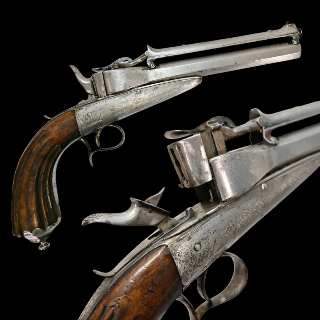 A Extra Rare Belgian Multi-Shot Gravity-Fed "Rocket Ball" Pistol by Victor Colette, Liege, circa (1 of 10)