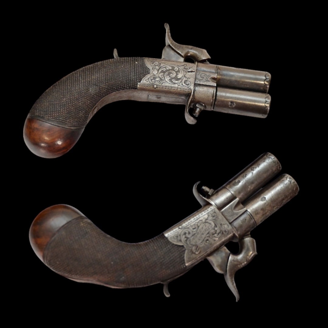 A Rare Pair of Double Barreled, Percussion Pocket Pistols by Blanch, London, circa 1835. (1 of 16)