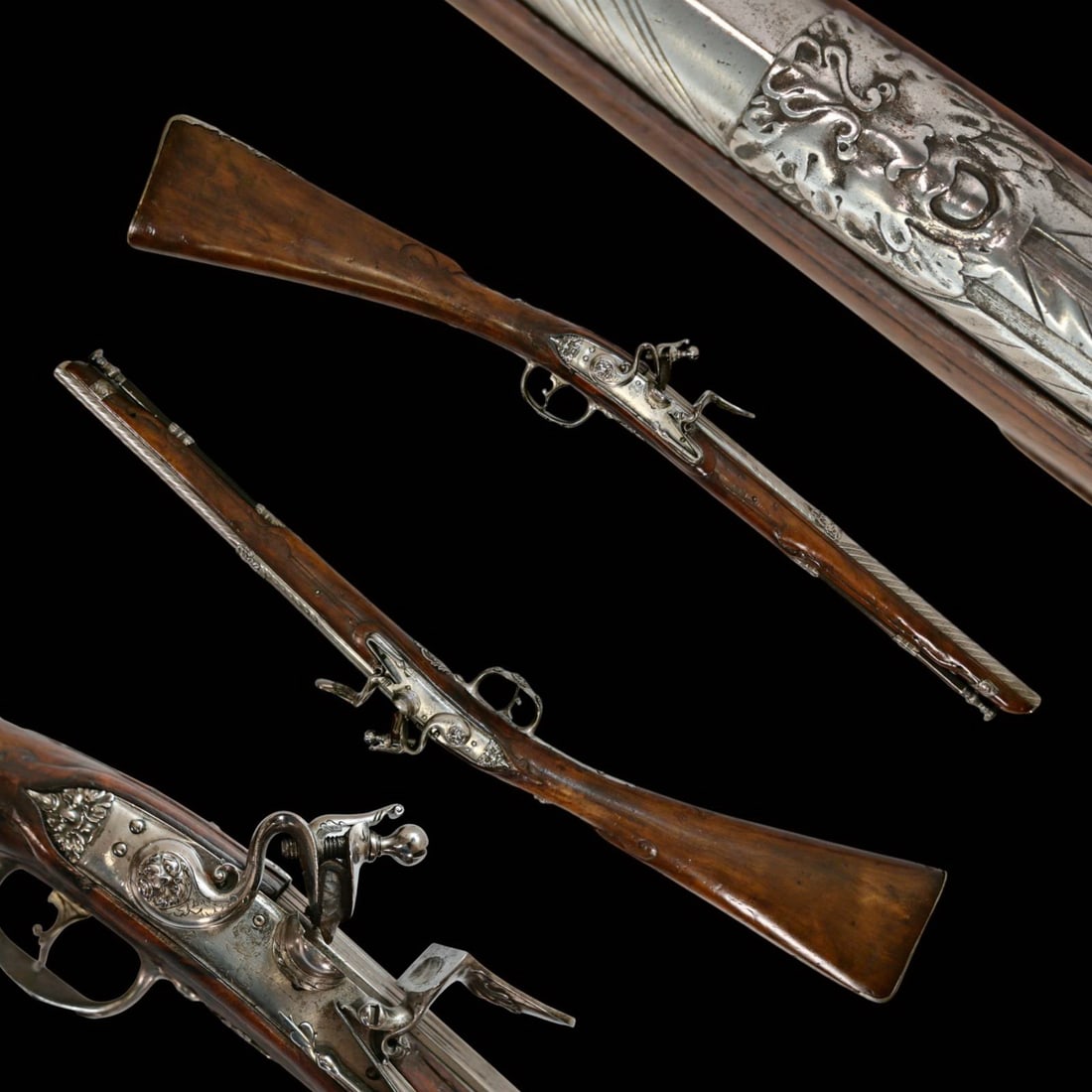 Pair of Magnificent Flintlock Carbines, Bertolfmeo Timpino, Brescia, Northern Italy, 1745.: Pair of Magnificent Flintlock Carbines, Bertolfmeo Timpino, Brescia, Northern Italy, 1745. A superb matched pair of short flintlock carbines by the Brescian gunsmith Bartolomeo Timpino, signed "BERTOL
