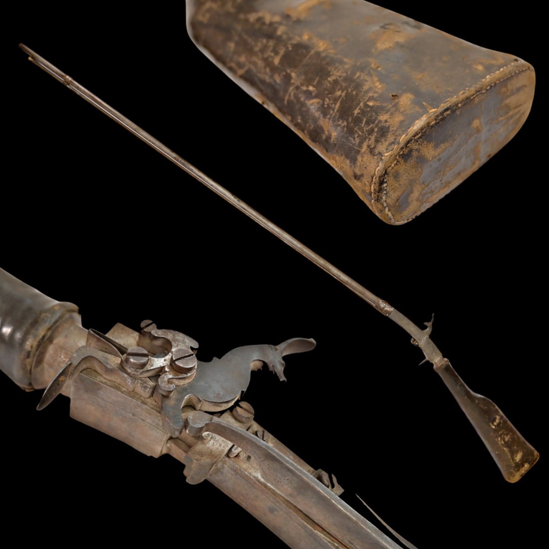 Rare Pneumatic, Air Gun, Europe, First Quarter of the 19th Century.: Rare Pneumatic, Air Gun, Europe, First Quarter of the 19th Century. A fine example of an early European air rifle from the first quarter of the 19th century. This long and elegant weapon features a cy