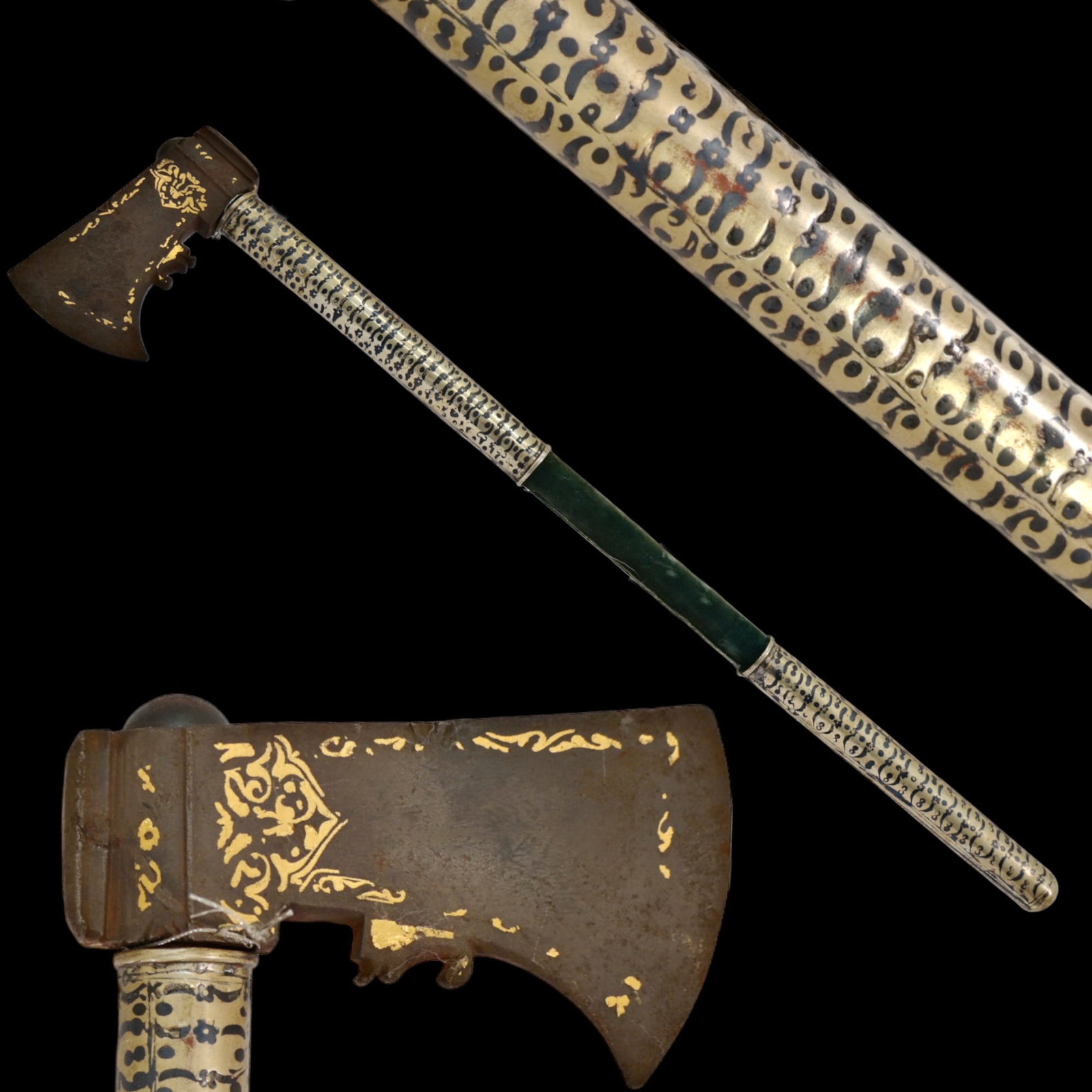 Caucasian battle ax with gold inlay and silver handle, 18th century. (1 of 7)