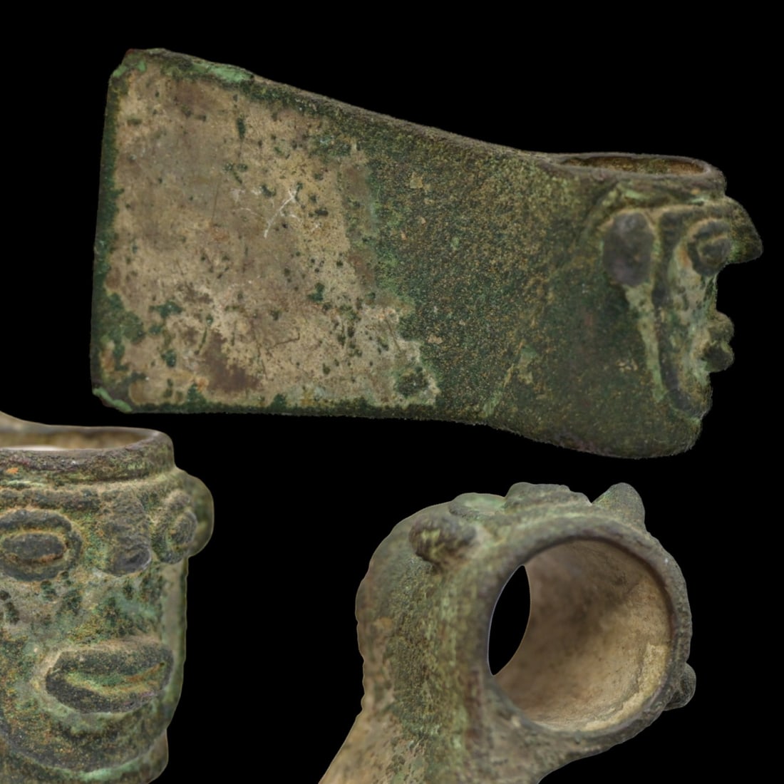 A Rare Pre-Columbian Bronze Figural Axe Head, Late 1st Millennium B.C.. (1 of 6)