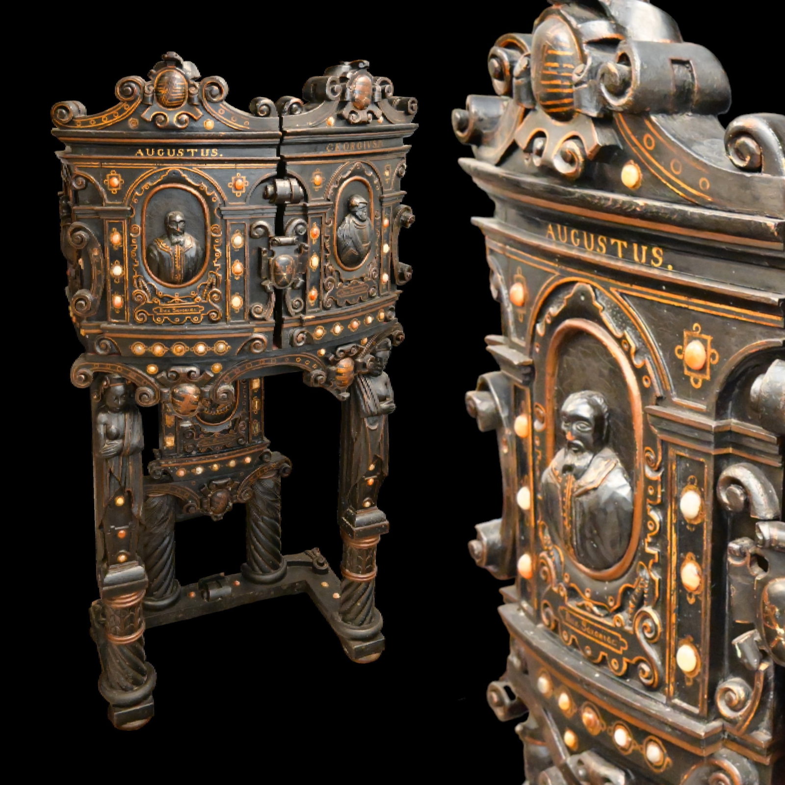 Extra rare 17th Century Carved Cabinet for relics from the castle in Dresden, Saxony, Germany. (1 of 20)