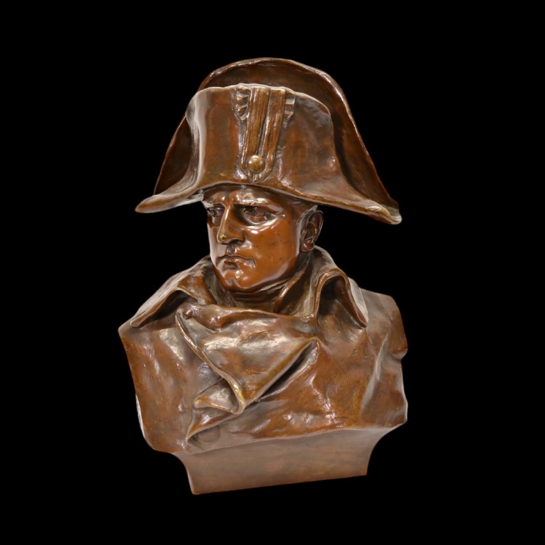 Renzo Colombo (Italian, 1856-1885) Big Bronze bust of Napoleon 1st.: Renzo Colombo (Italian, 1856-1885) Big Bronze bust of Napoleon 1st. The bust depicts Napoleon having a firm expression, wearing his bicorne hat. Signed R Colombo and dated 1885 on side, French foundry