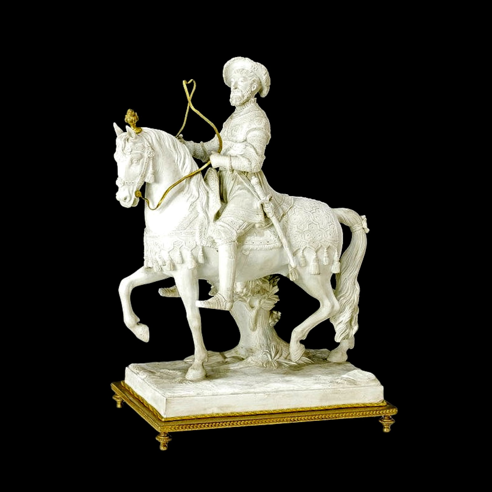 Porcelain (bisquit) equestrian statue of french king Francis I. (1 of 8)