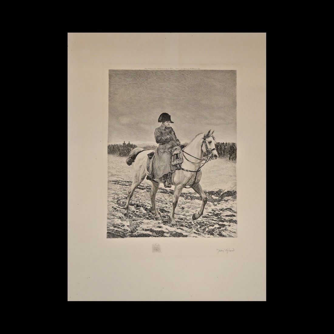 Napoleon I on horseback Etching by Jean Vyboud (1872-1944), Paris, 1908. (1 of 9)