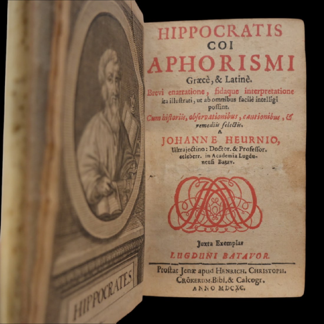 Rare book 1690 Hippocrates Coi Aphorismi - Greek & Latin - Vellum Bound Medical Classic, Lyon.: Rare book 1690 Hippocrates Coi Aphorismi - Greek & Latin - Vellum Bound Medical Classic, Lyon. This rare and important medical volume is a 1690 edition of Hippocrates Coi Aphorismi, printed in Lyon (L