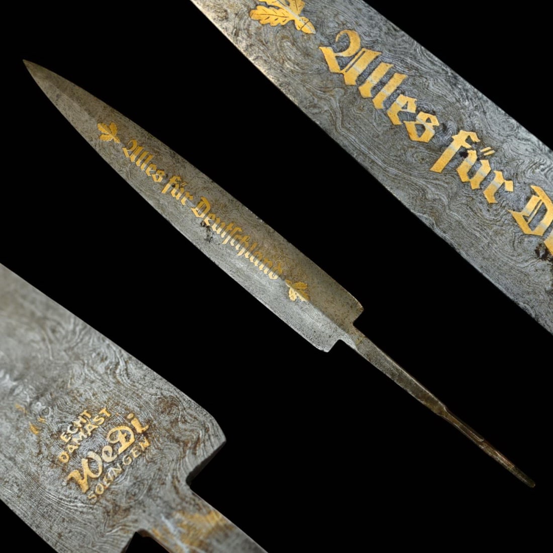 Damascus Steel Blade for an SA Dagger, WeDi Solingen - Echt Damast, Germany, circa 1946. (1 of 5)