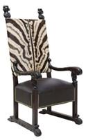 Renaissance Revival Carved Walnut Zebra Armchair (1 of 11)