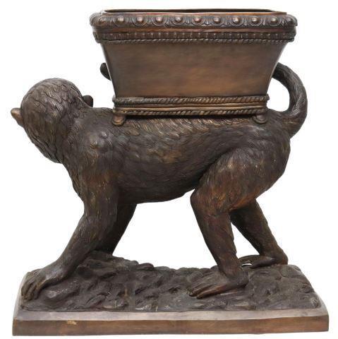 Large Maitland-Smith (Attr.) Bronze Monkey Planter (1 of 9)