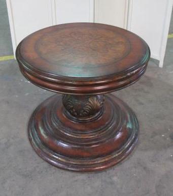 Hourglass Pedestal Table w/ Burlwood & Scroll Inlay Top (1 of 18)