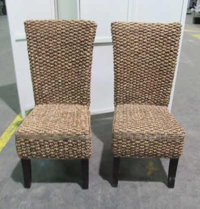 Pair of Braided Wicker Parsons Chairs (1 of 4)