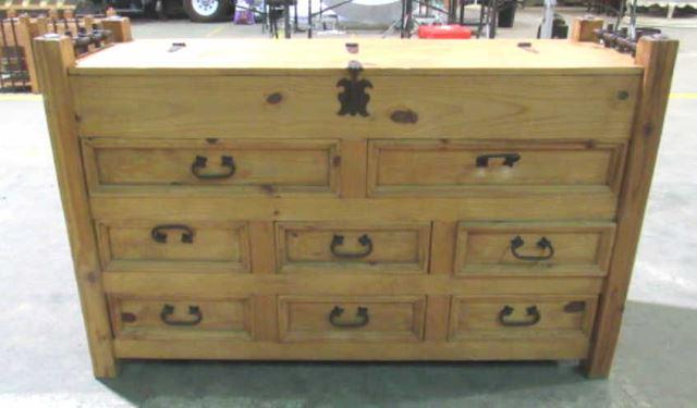 Rustic Pine & Iron Dresser w/ Mirror (1 of 4)
