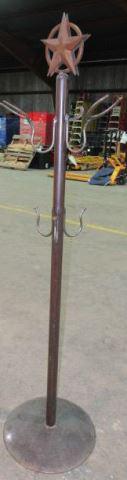 Wrought Iron Star Coat Rack: 18" W x 74" H