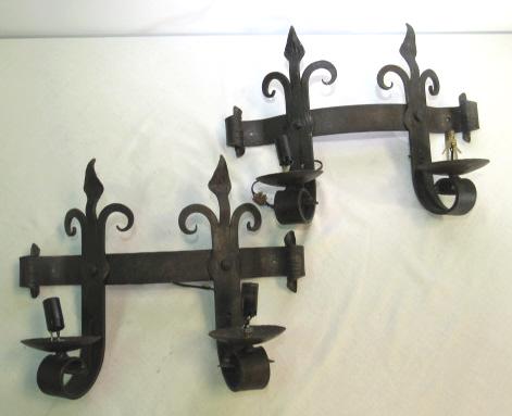 (2) French Gothic Style Wrought Iron Wall Sconces (1 of 4)