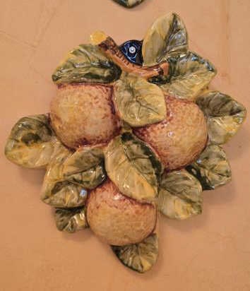 Signed Italian Majolica Ceramic Fruit Wall Plaques (1 of 5)