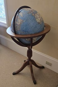 1979 National Geographic Globe in Wood Stand