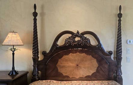 Wood Four-Poster Queen Bed