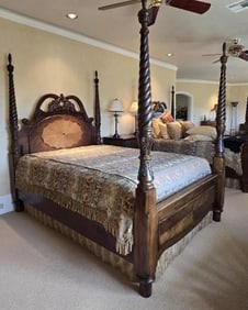 Wood Four-Poster Queen Bed