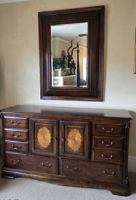 Dresser Approx. 69" L x 20" D x 37-1/2" H; Mirror Approx. 39" W x 52-3/4" L x 4-3/4" D