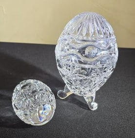 w/ Feet; Dish is Approx. 6" H, Waterford Egg Approx. 3-3/4" L