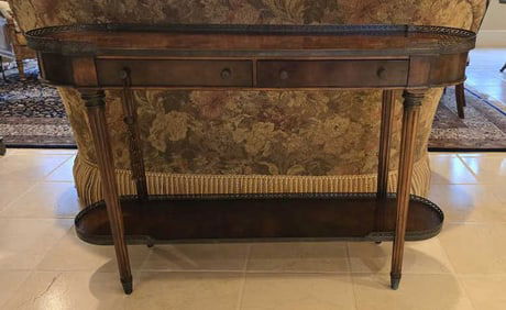 Metal Art Deco Trim on Edges, (2) Drawers; Approx. 54" L x 15" W x 35" H