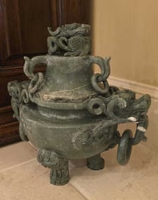 Carved Jadeite Dragon Censor Incense Burner