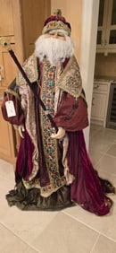 Old World Santa Figure w/ Ornate Suit & Staff; Approx. 63" H ; Beautiful Costume w/ Attention to