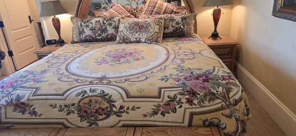 Coverlet, Pillows, Shams, Bedskirt w/ (1) Set of King Sheets; Purchased at Horchow