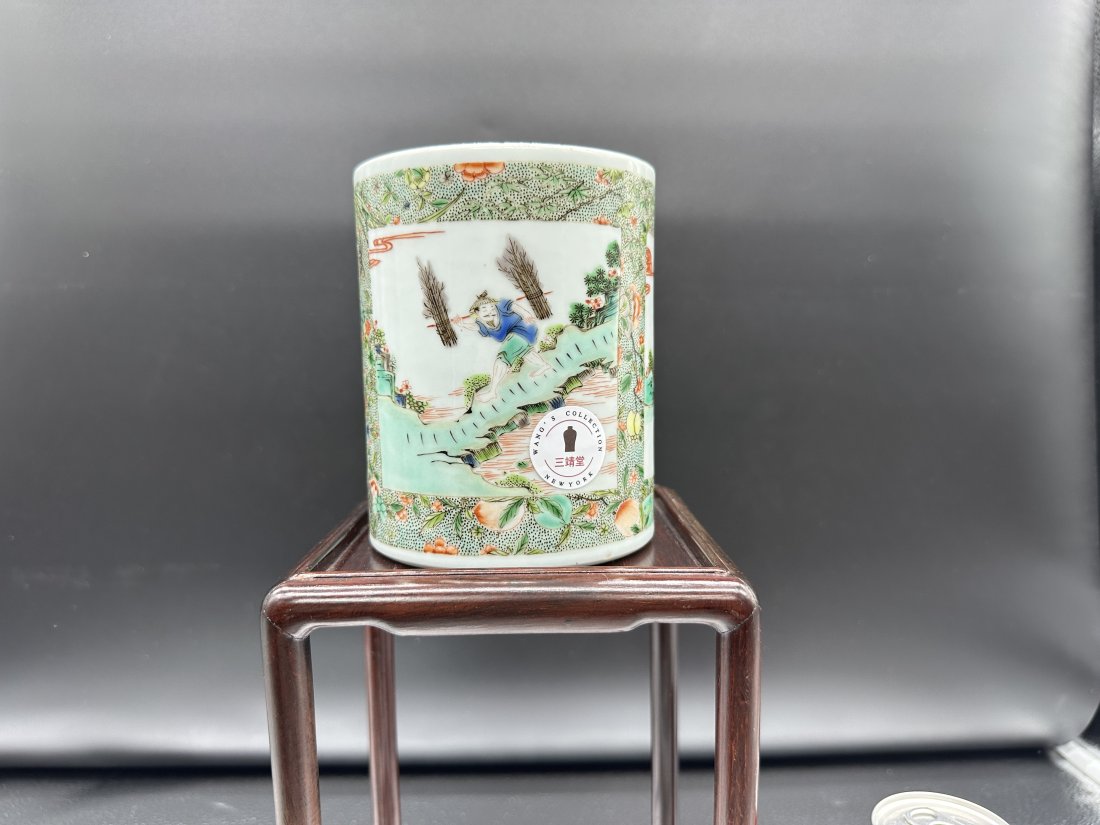 Chinese Antique 18th Century Kangxi Colorful Pen Holder (1 of 20)