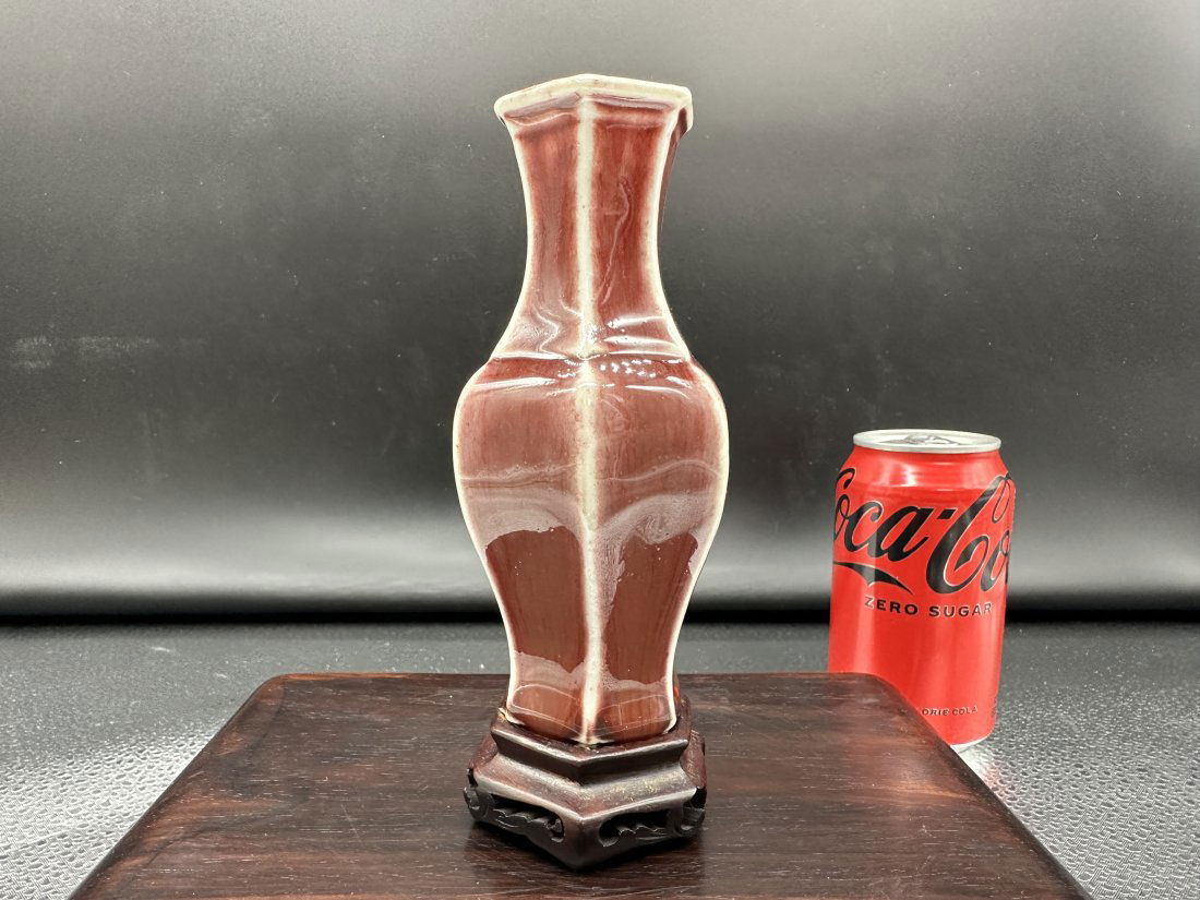 Antique 19th Century Red Hexagonal Vase (1 of 14)