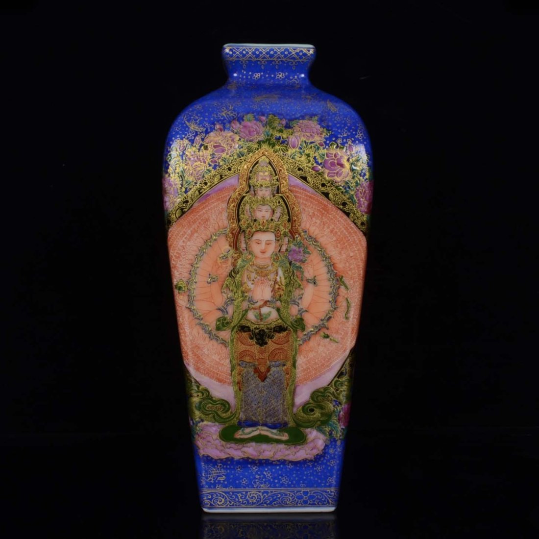Qing Dynasty Yongzheng Enamel Painted Gold Thangka Bodhisattva Plum Vase (1 of 9)