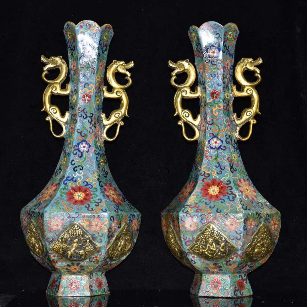 Pure Copper Cloisonne Cloisonne Filigree Gilt Lace Hexagonal Vase Ornament (1 of 9)