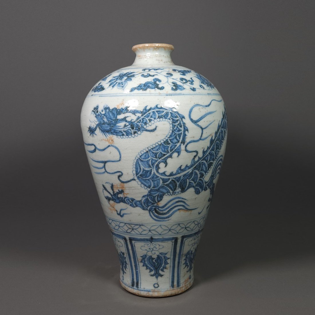Yuan Dynasty Blue and White Dragon Pattern Plum Vase (1 of 9)