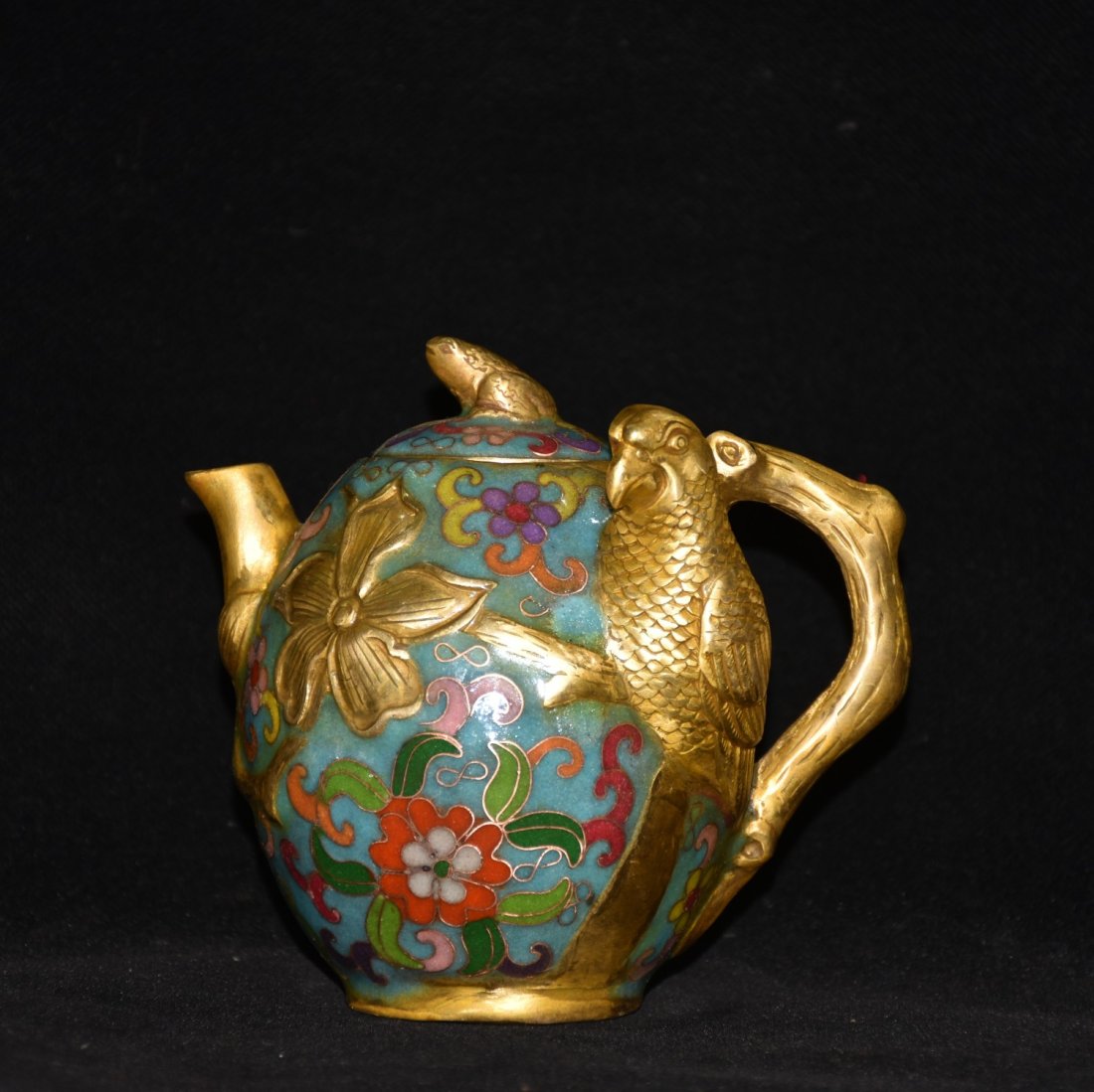 Pure copper cloisonnÃ© filigree flower and bird jug decoration (1 of 9)
