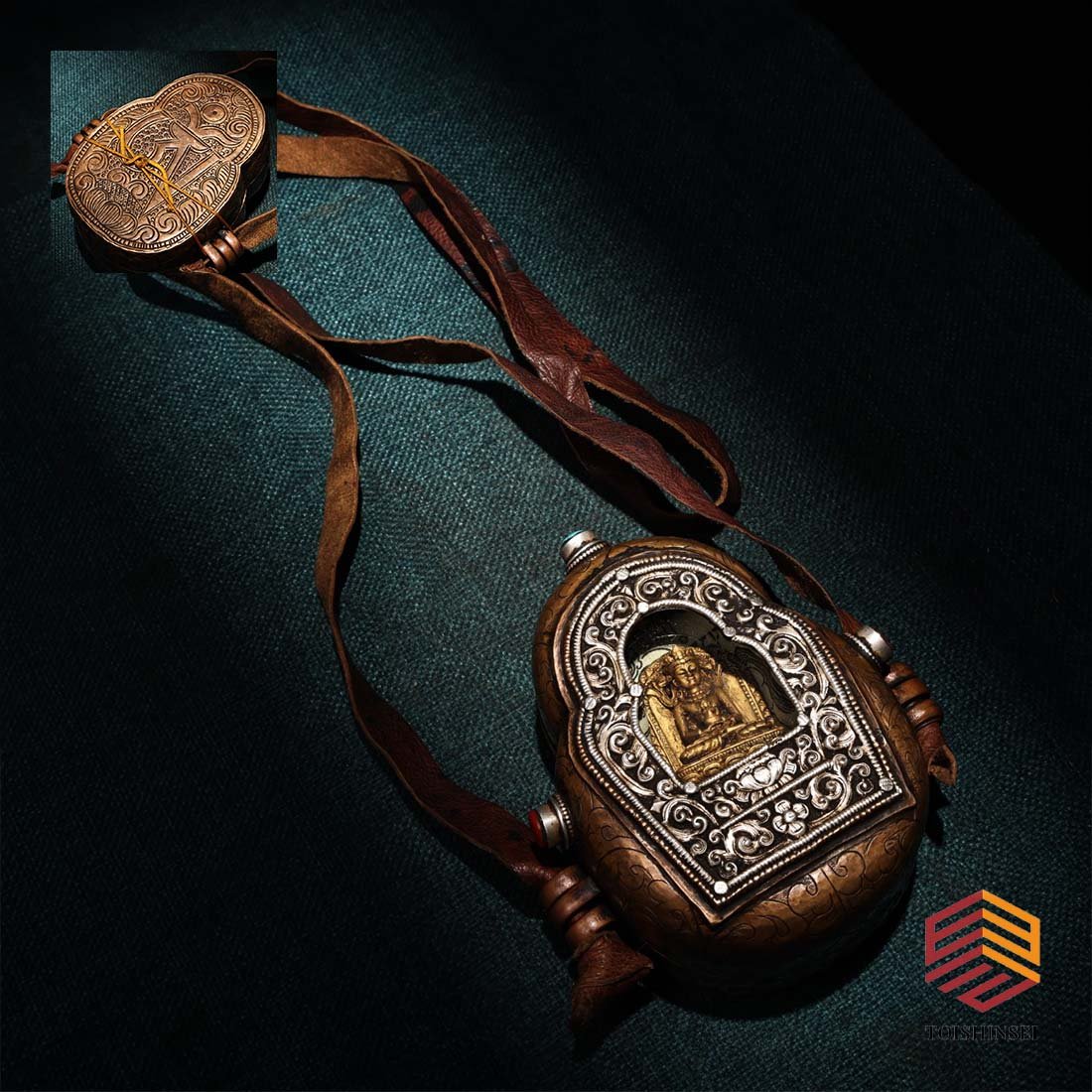 Tibetan craft chiseled and inlaid with precious stones semi-copper case Kara black box (1 of 9)