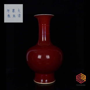 Qing Kangxi Lang red glaze vase: Qing Kangxi Lang red glaze vase