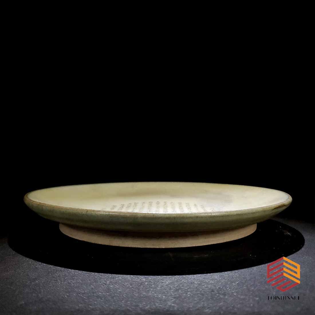 Yuan Dynasty Jun kiln moon white glaze kiln variable engraved Huizong thin gold body pattern plate (1 of 9)