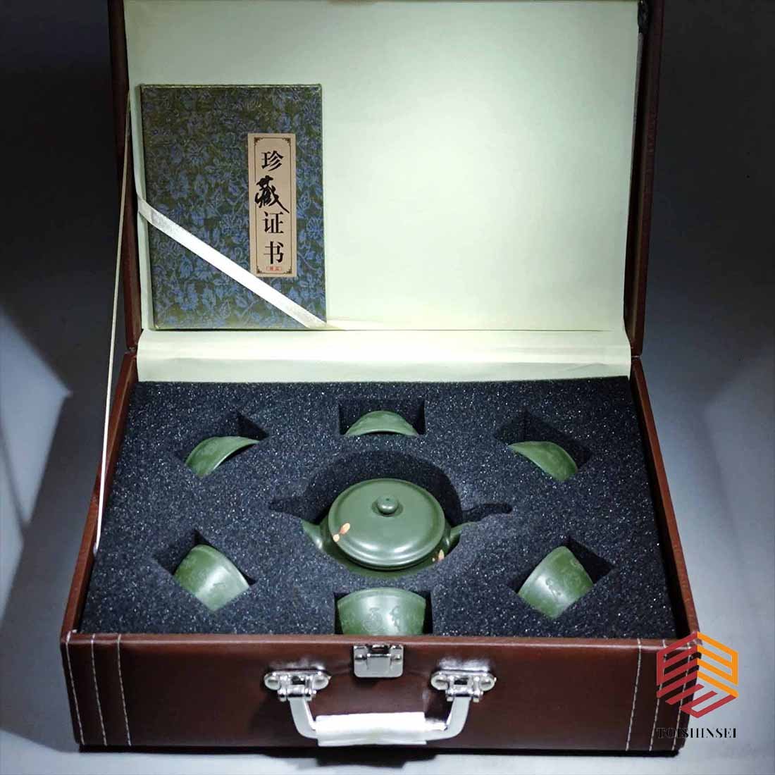 Gu Jingzhou Purple Clay Pot Green Clay Painted Purple Clay Pot Set: Gu Jingzhou Purple Clay Pot Green Clay Painted Purple Clay Pot Set