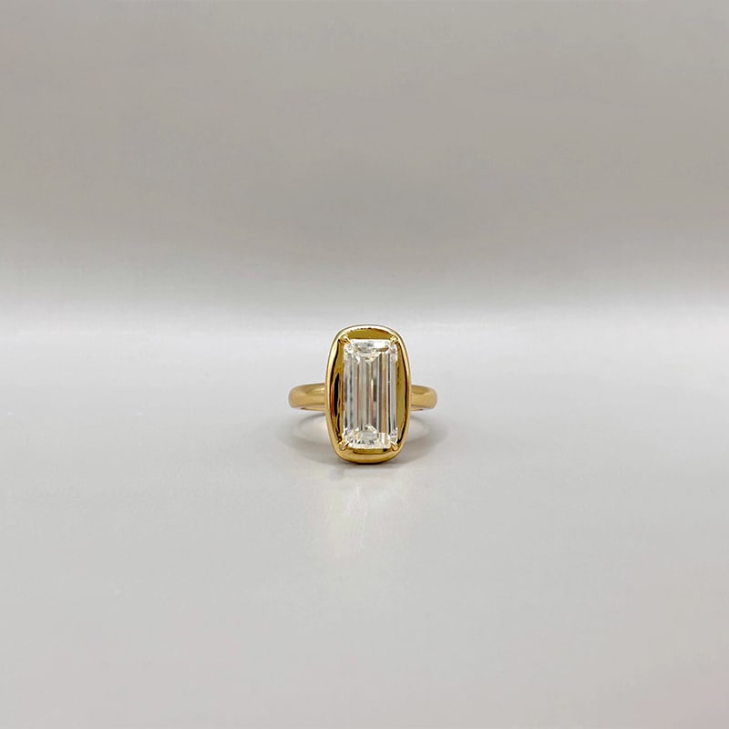S925 silver plated real gold sugar cube ring is a light luxury and high-end niche design (1 of 5)