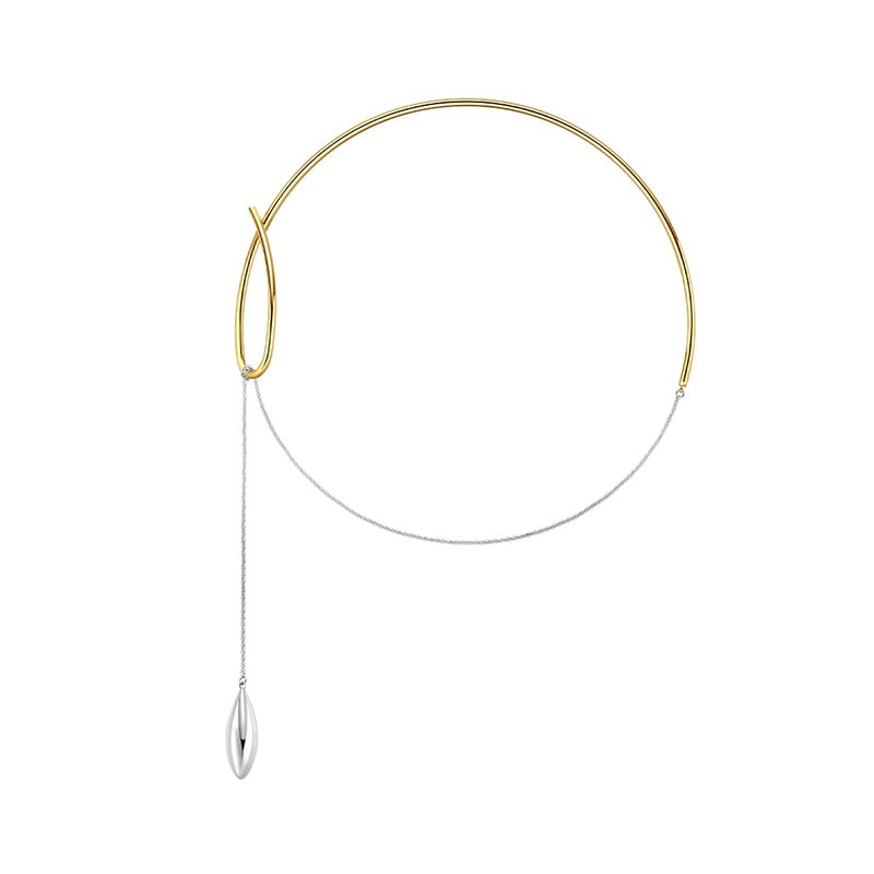Simple gold and silver contrasting color necklace adjustable advanced collar pendant necklace (1 of 2)