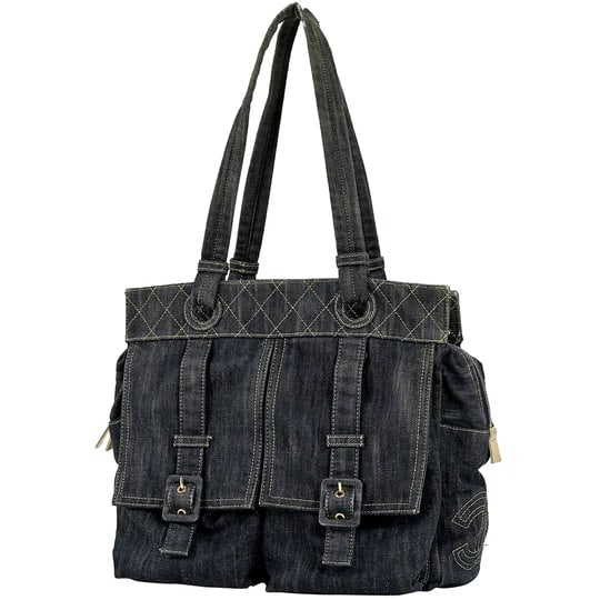 Chanel Cocomark Handbag Denim Navy Women's [Second Hand]: Brand: Chanel Width: Approx. 31.5cm Height: Approx. (max) 26cm Depth: Approx. 12cm Material: Denim Overview [Overall] Deformation, life odor, wear, scratches, wrinkles, dirt, pilling, wear, fading, di