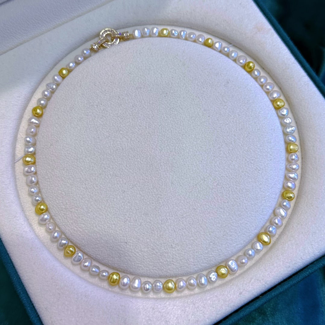 Natural mixed color high-end silver small Baroque necklace!: The skin is clean and smooth