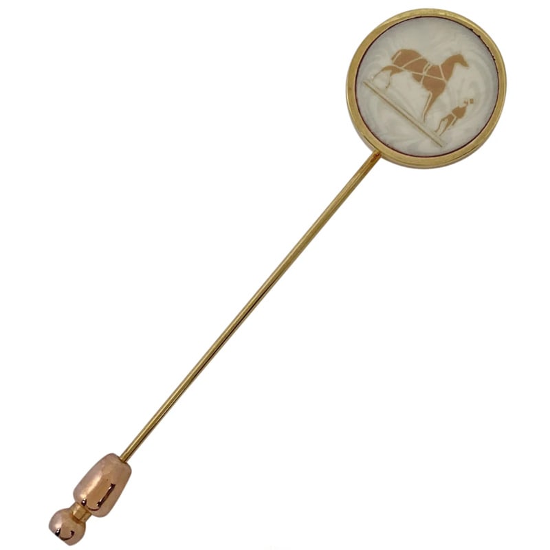 Hermes Corozo Pin Brooch Hat Pin Horse Brooch GP Gold [Second-hand] Unverified No Returns or (1 of 4)